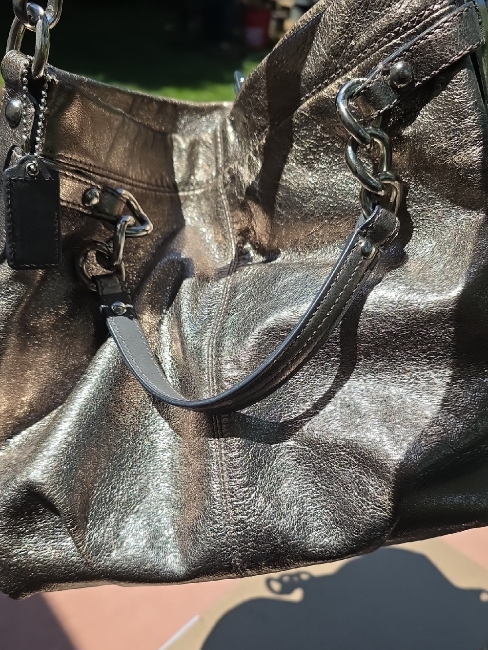 Coach Y2K Brooke Hobo Silver Gold Tones Metallic Leather Shoulder Hand Bag - Picture 5 of 16